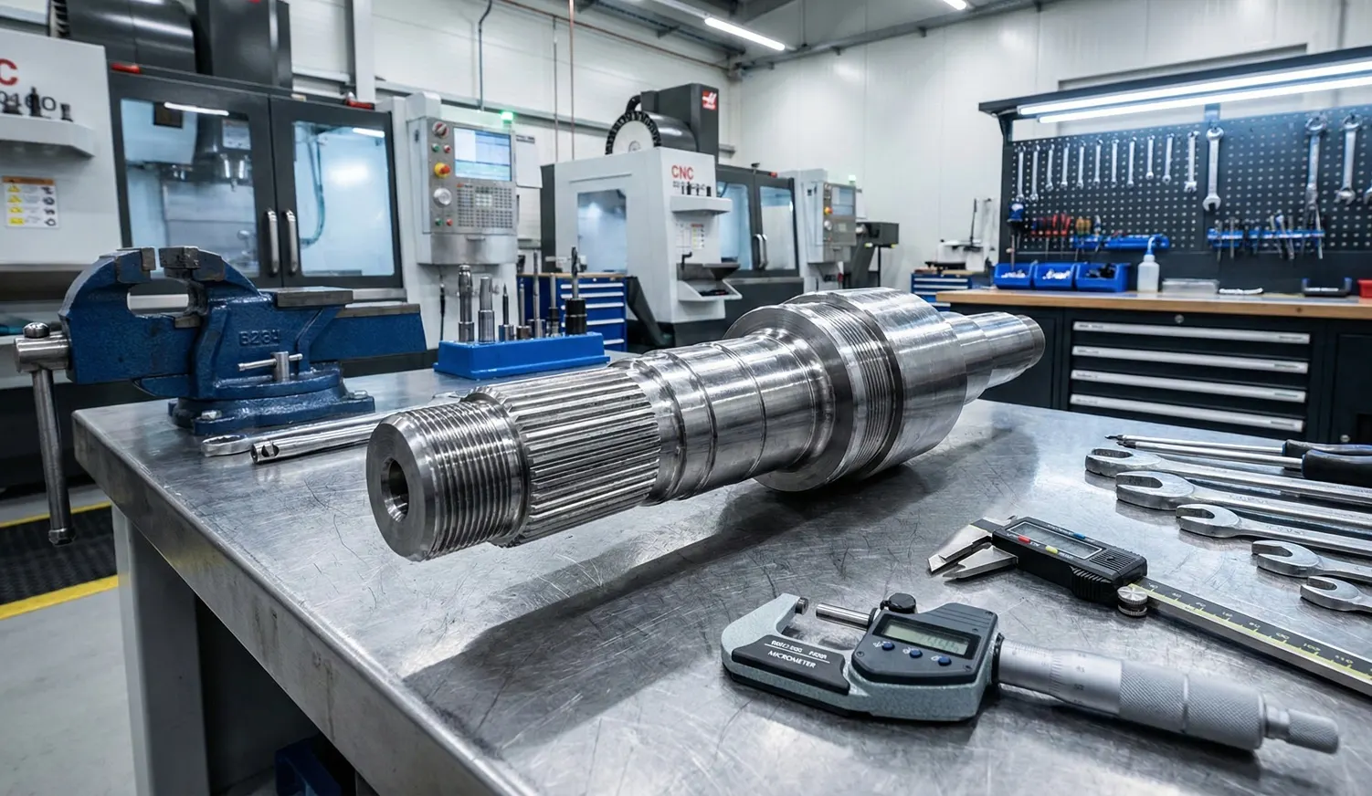 Eixo complexo usinado com tolerâncias rigorosas